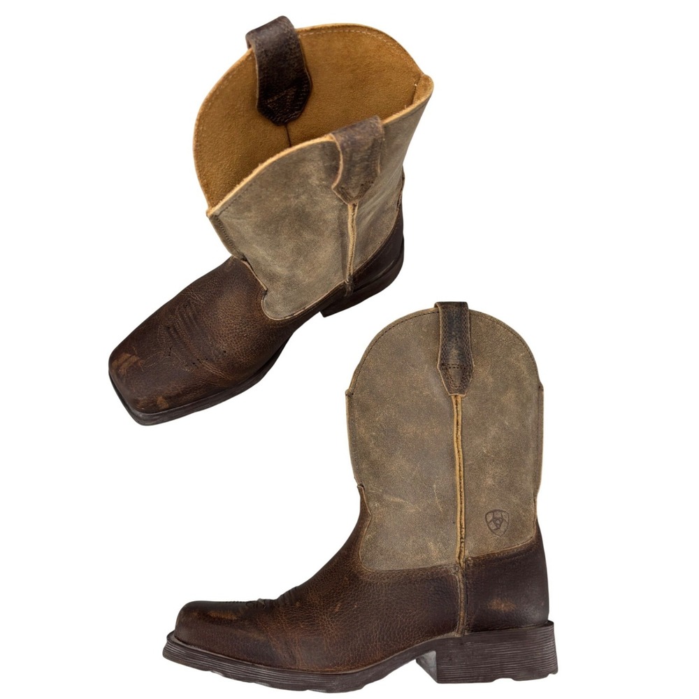 Ariat Rambler Western Boot Brown Leather Square Toe Cowboy Boots Kids Size 2